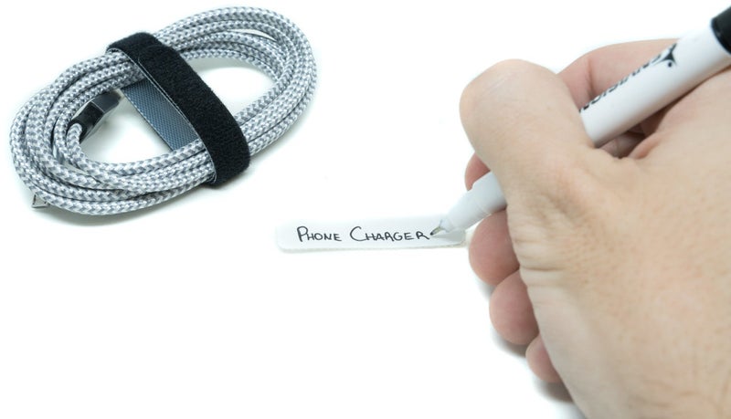 ENVISIONED Replacement Cable Tags 1/2" x 2" White Labels Writable 50 Pack for Use on All Types of Hook and Loop Cable Ties and Most Types of Velour Fabric Material - Includes Bonus Permanent Marker - Image 3